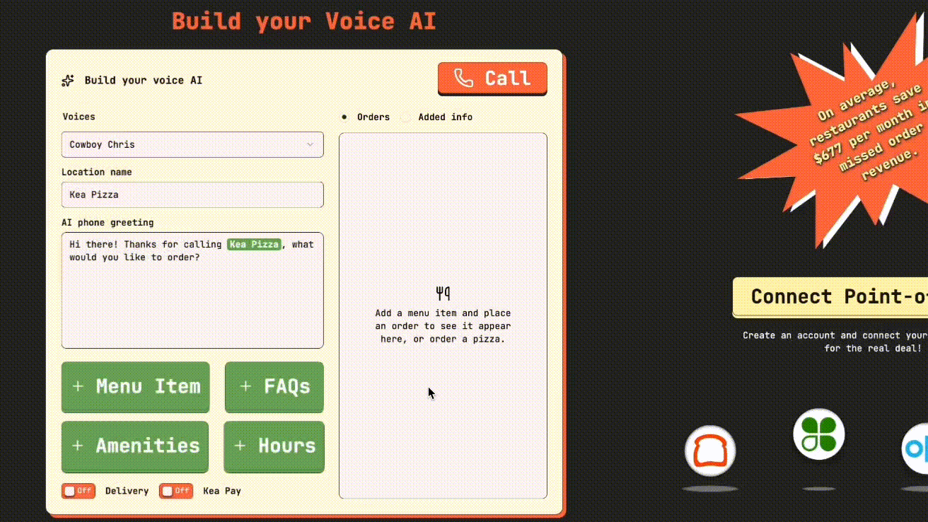 Kea AI - 24/7 Voice AI for Restaurants screenshot 2