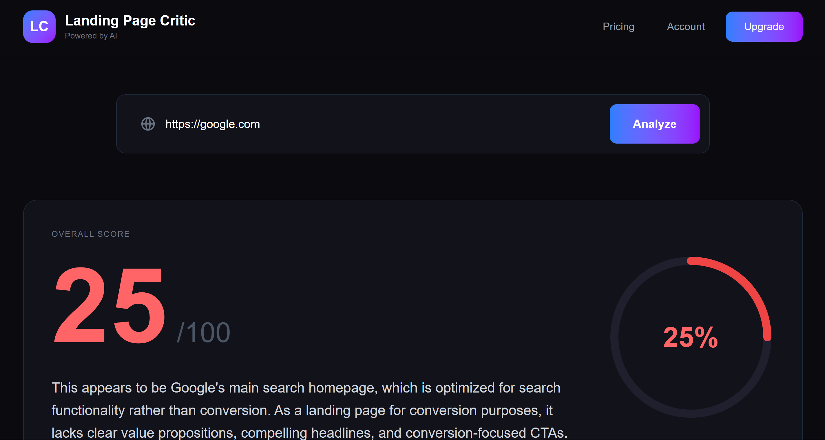 Landing Page Critic screenshot 2