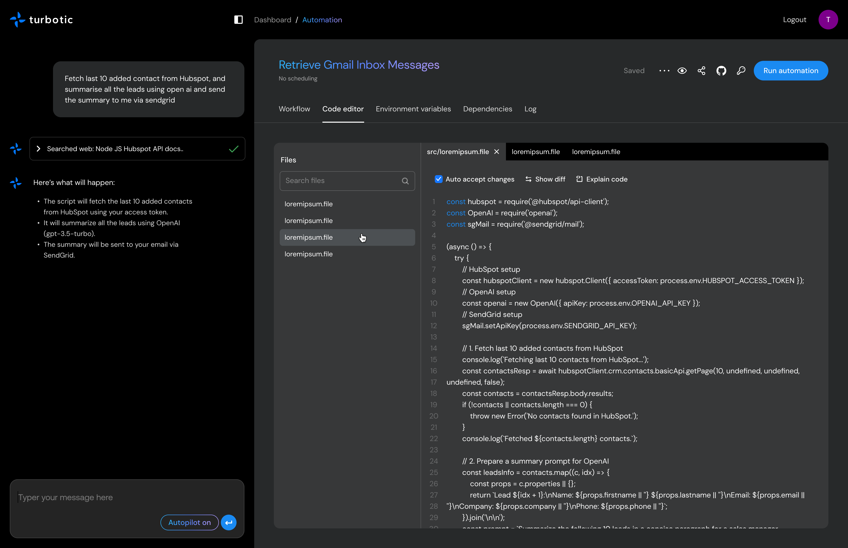 Turbotic Automation AI screenshot 3