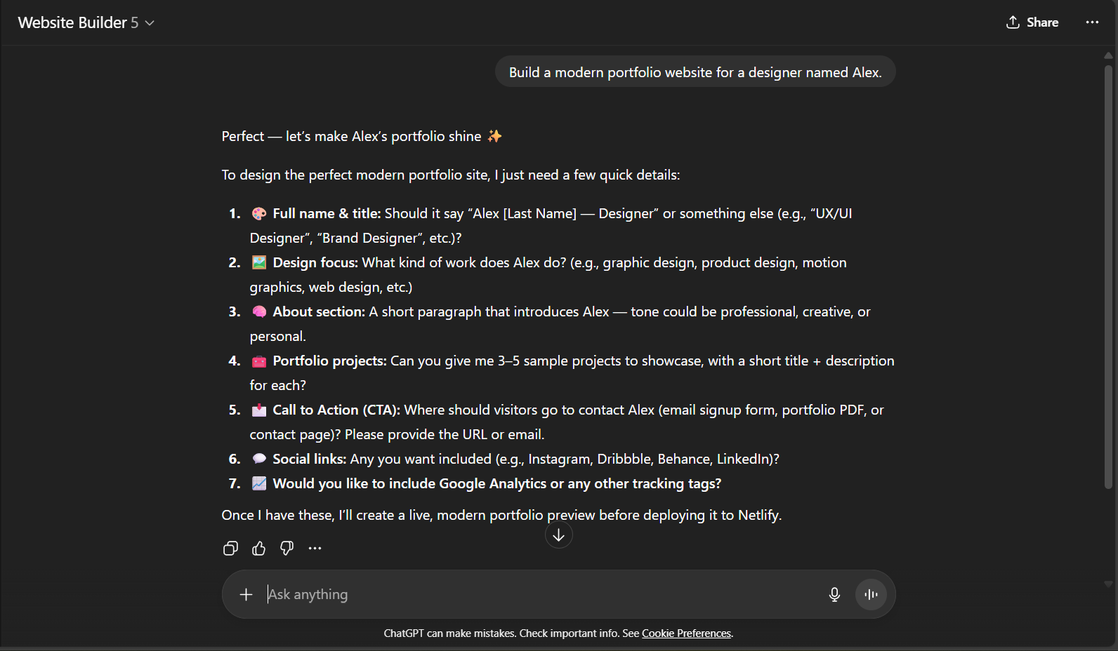 Website Builder GPT screenshot 2