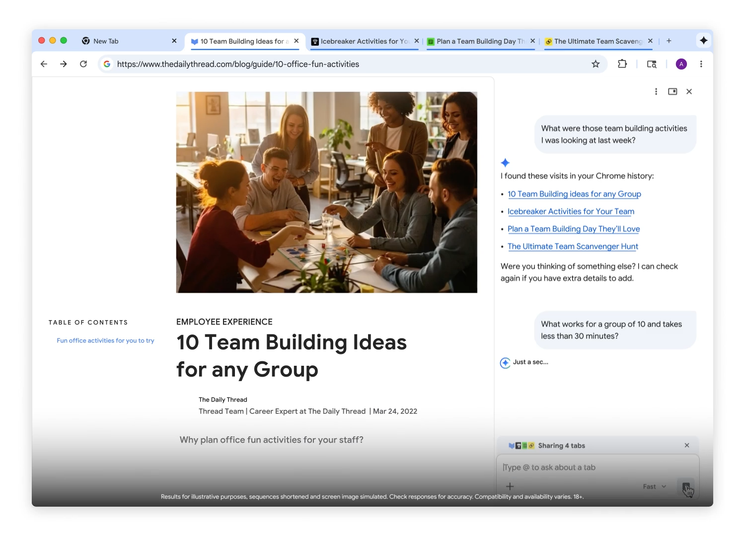 Google Gemini in Chrome screenshot 6