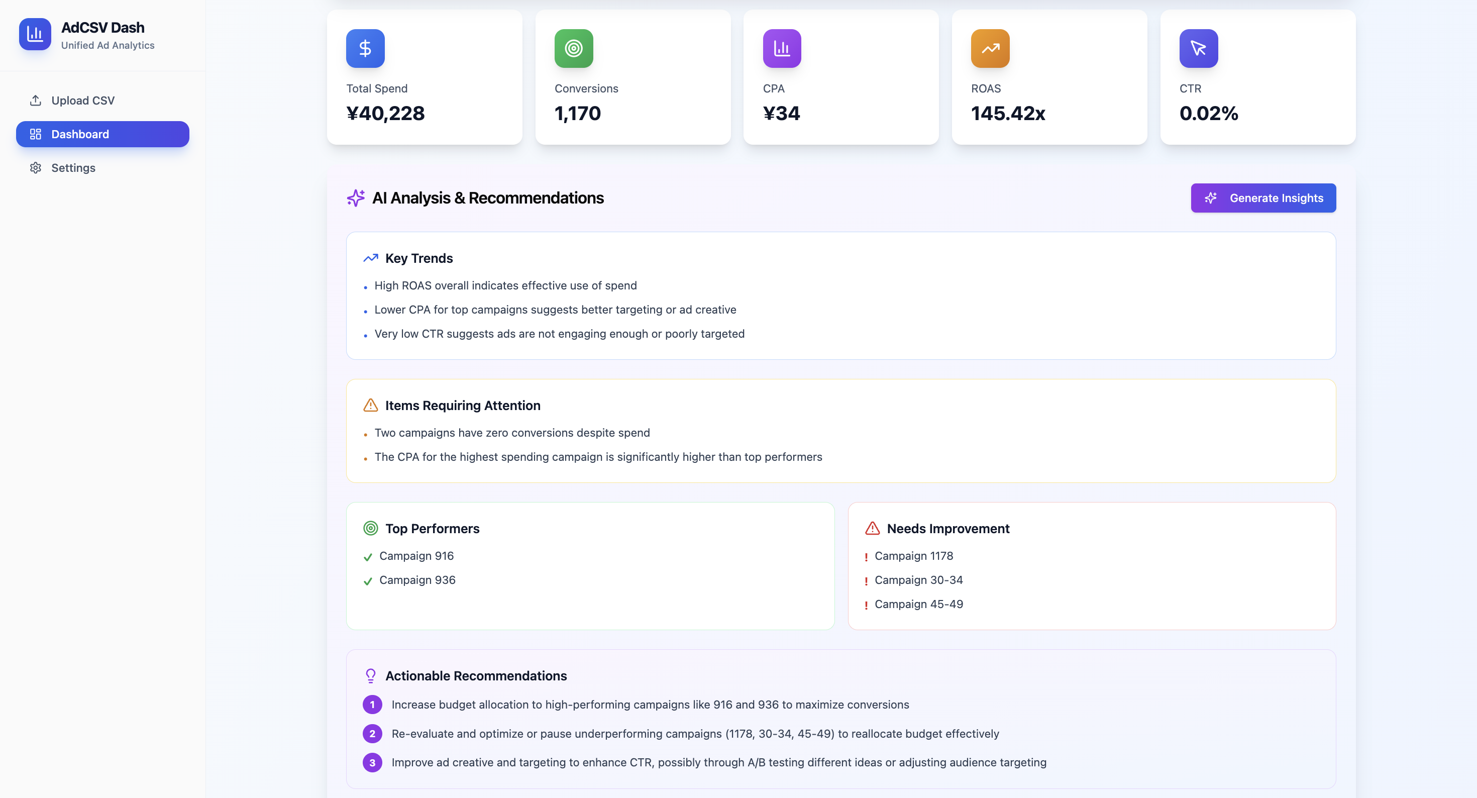 AdSync Dashboard screenshot 3
