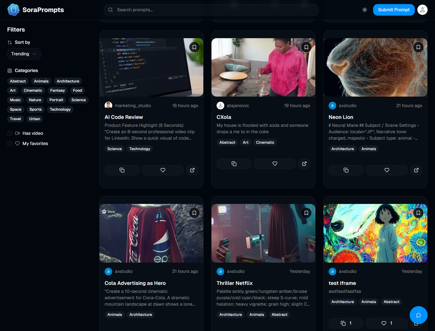 SoraPrompts screenshot 1