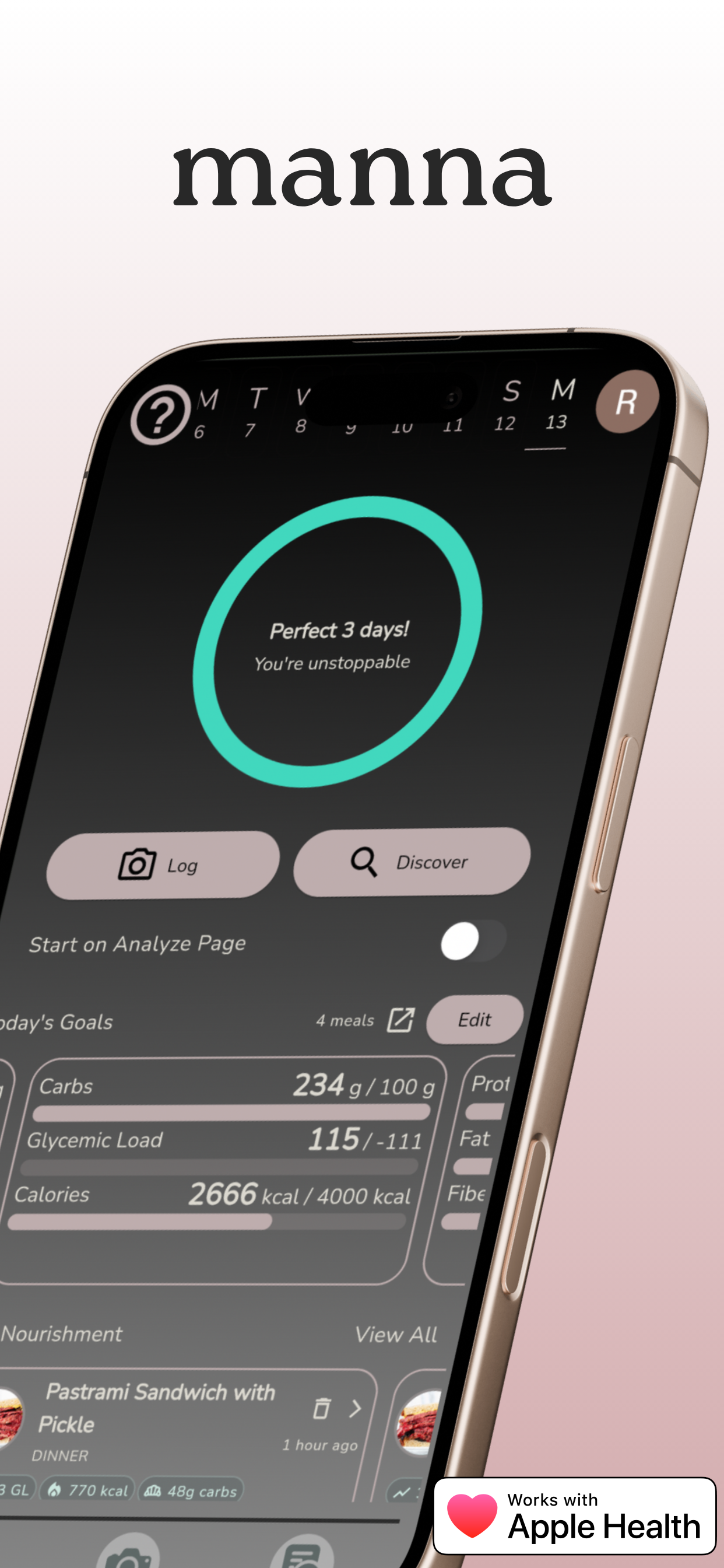 Manna Food & Glucose Tracker screenshot 2