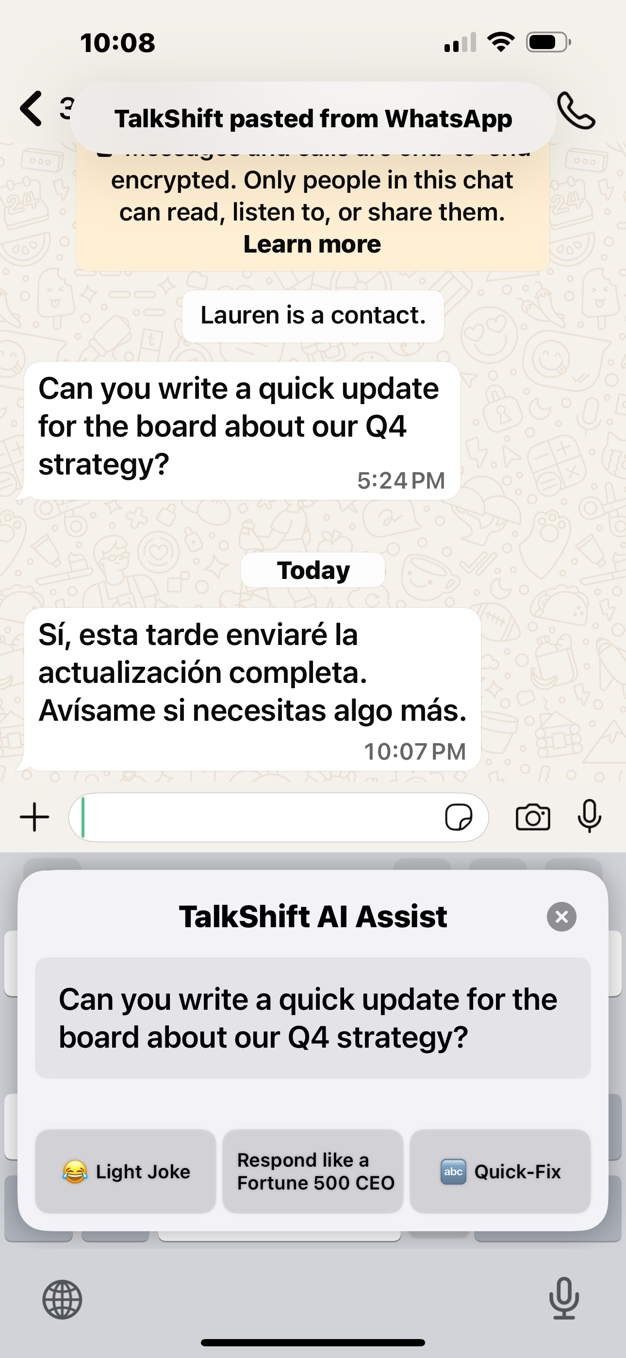 TalkShift AI keyboard for faster replies screenshot 8