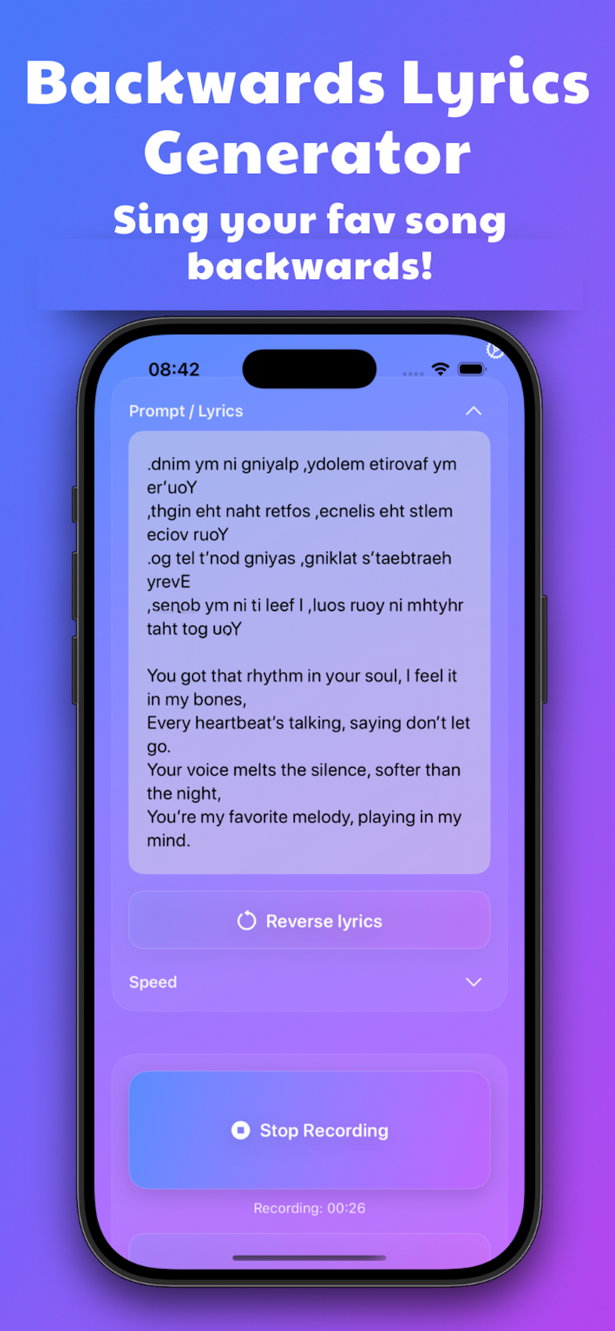 Reverse Audio Singing RVRSD screenshot 2