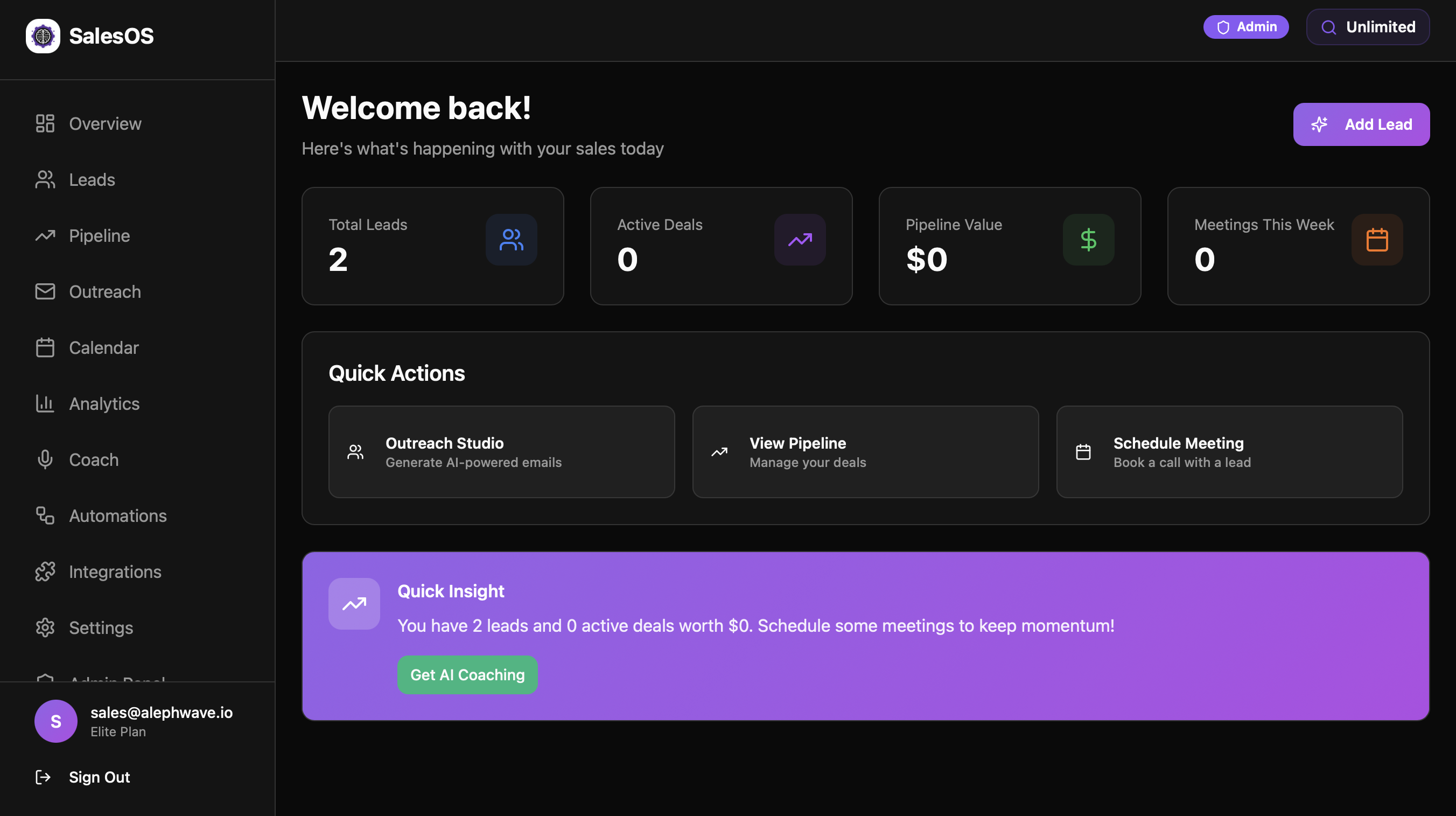 SalesOS screenshot 2