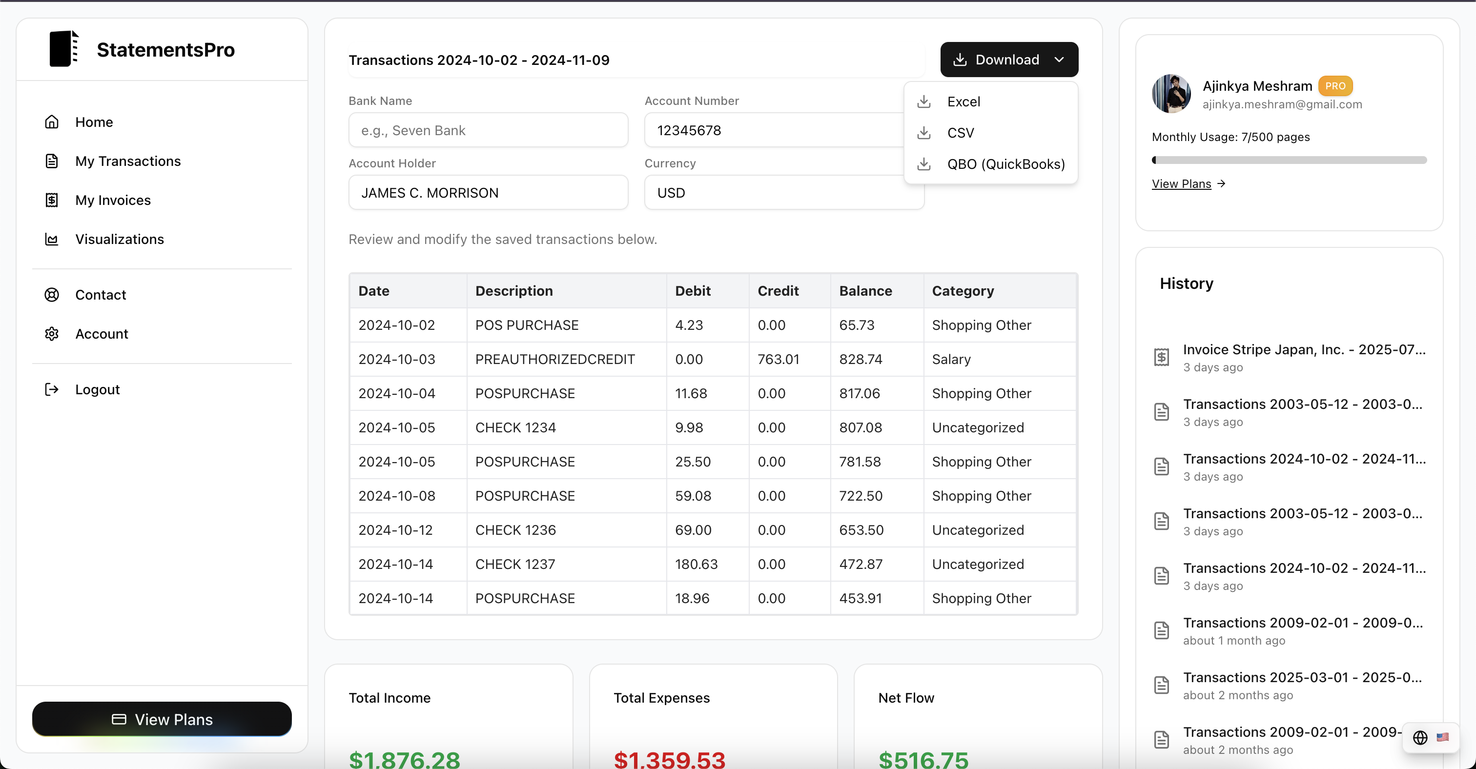 StatementsPro screenshot 2