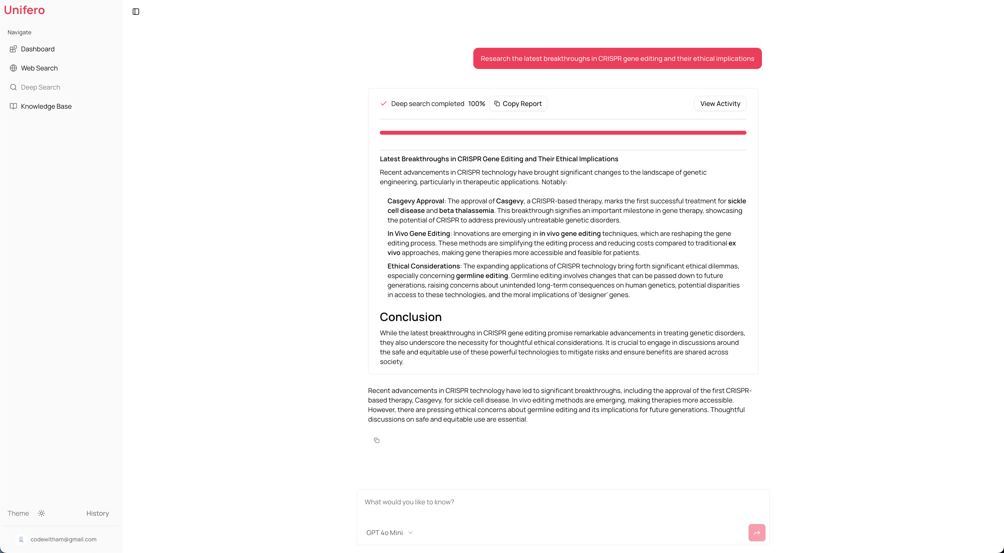 Unifero AI Open Deep Search screenshot 2