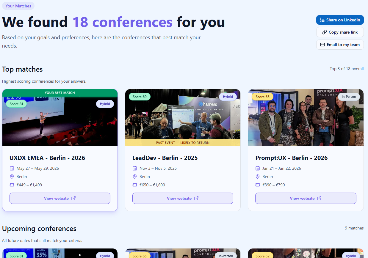 Product Conference Matcher screenshot 2
