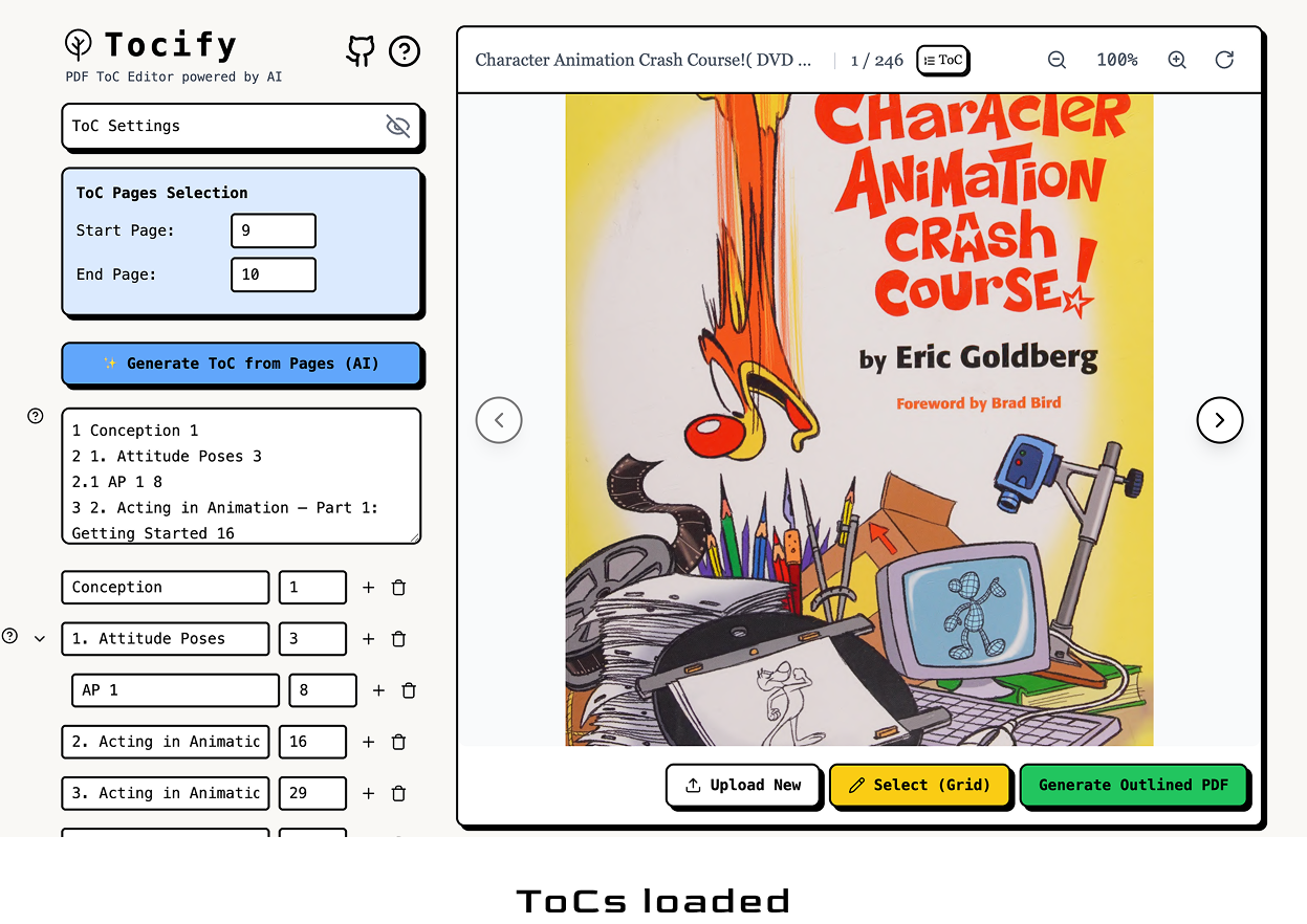 Tocify · Edit PDF bookmarks free online screenshot 5