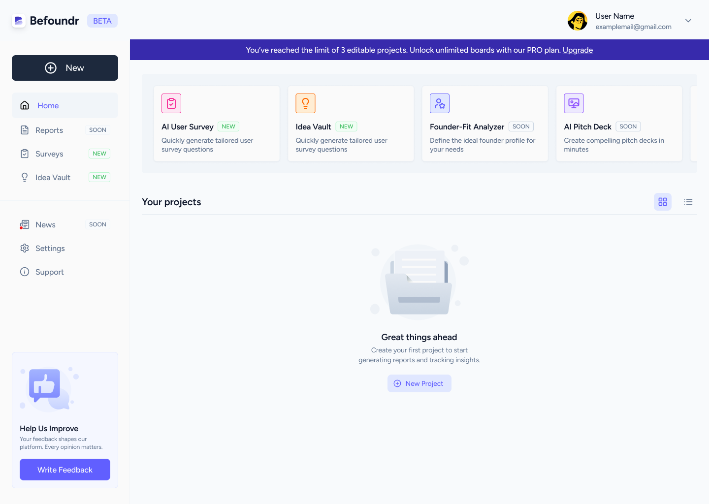 Befoundr screenshot 1