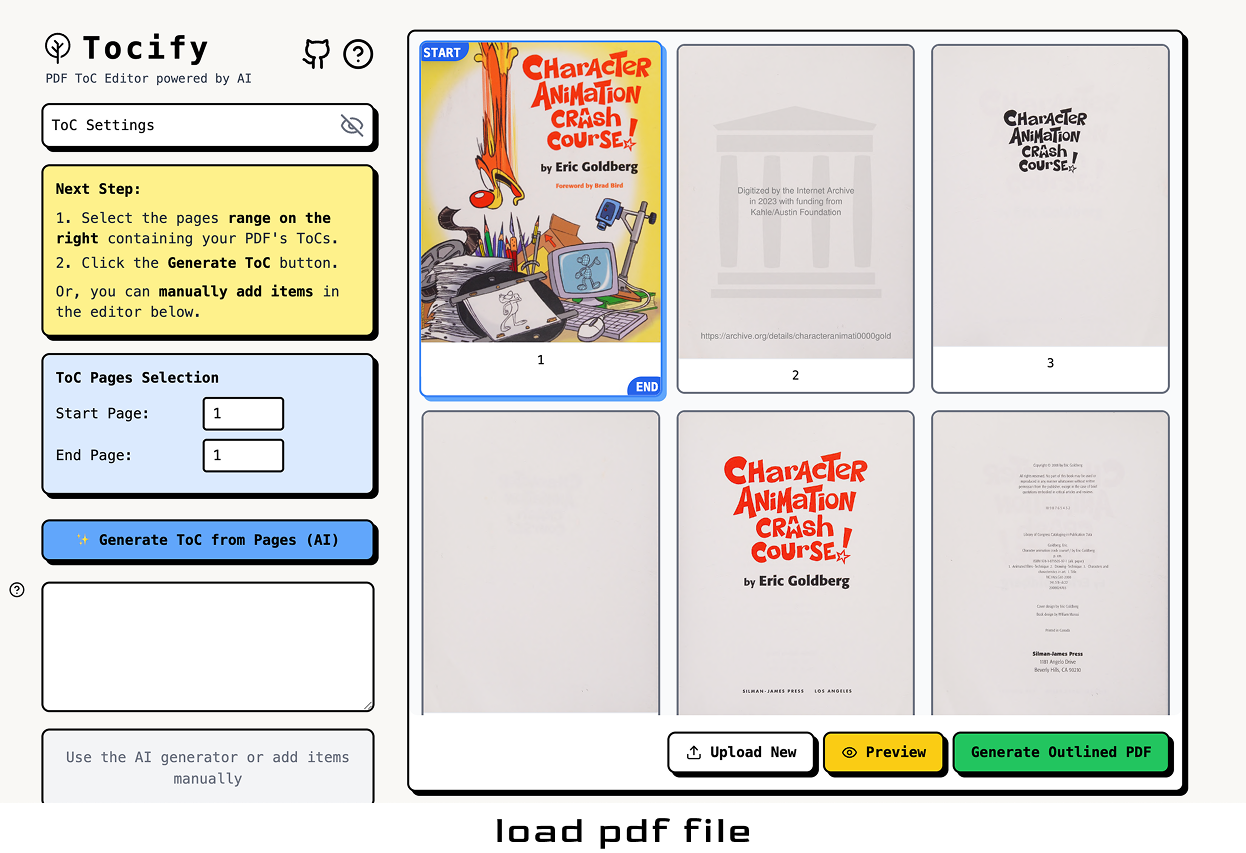 Tocify · Edit PDF bookmarks free online screenshot 2