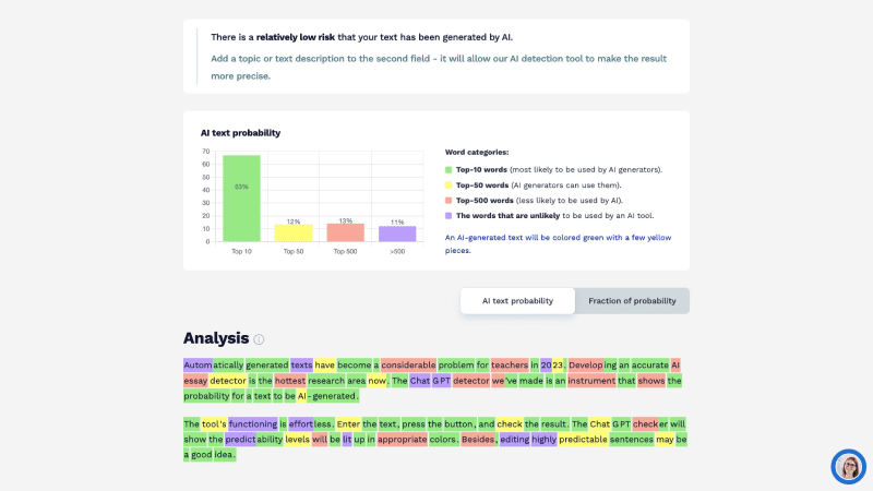 StudyCorgi ChatGPT Detector screenshot 1