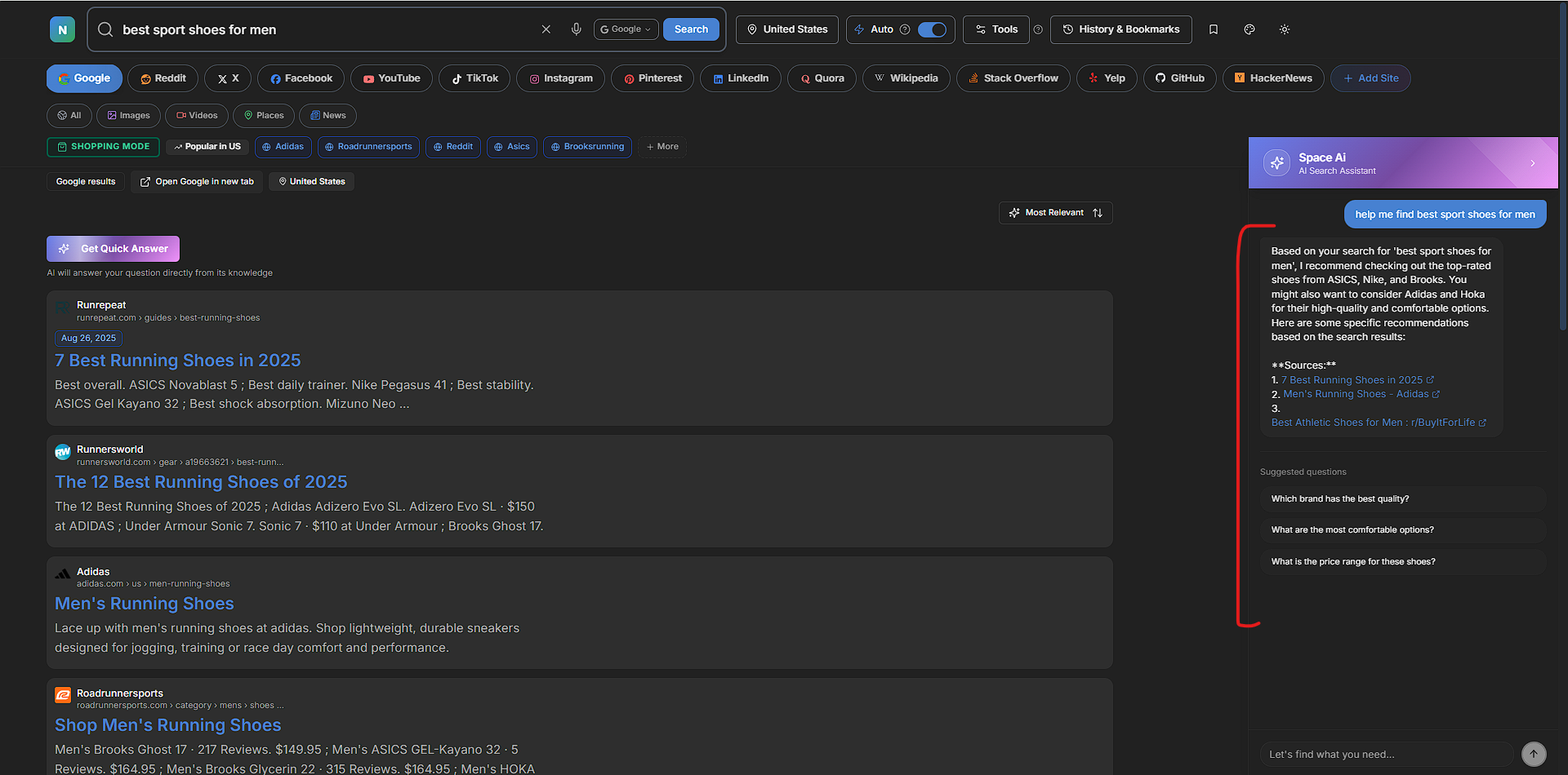 SpaceSearch screenshot 2