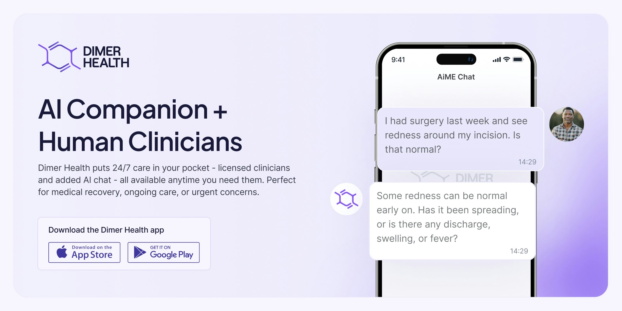 Dimer Health App + AiME screenshot 1