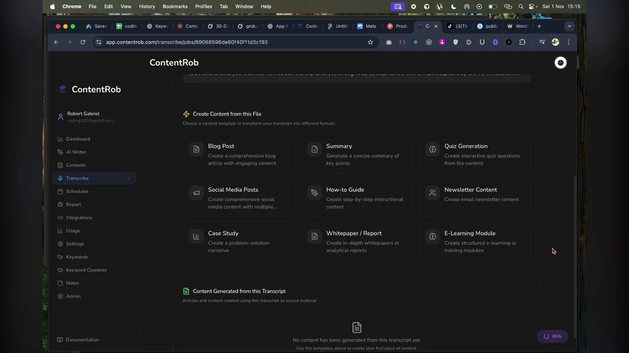 ContentRob-Social videos to SEO articles screenshot 1