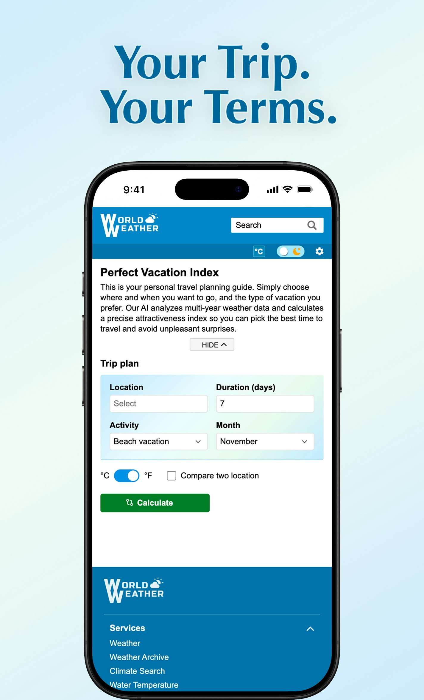 Vacation Index by World Weather screenshot 1