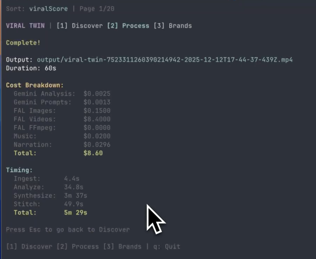 Viral Twin CLI screenshot 2