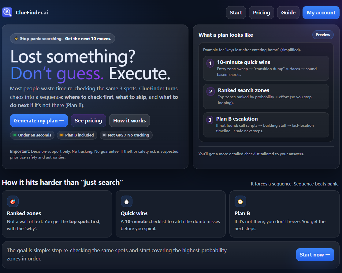 ClueFinder.ai — Stop Panic Searching. screenshot 2