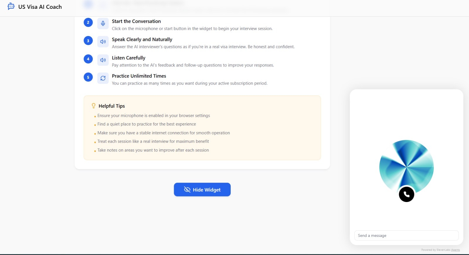 F1 AI Visa Officer (Interview coach) screenshot 2