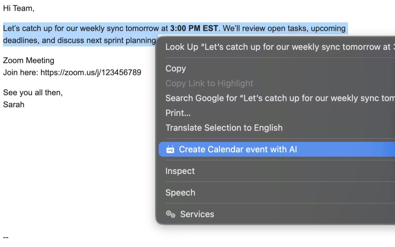 Text to Calendar screenshot 2