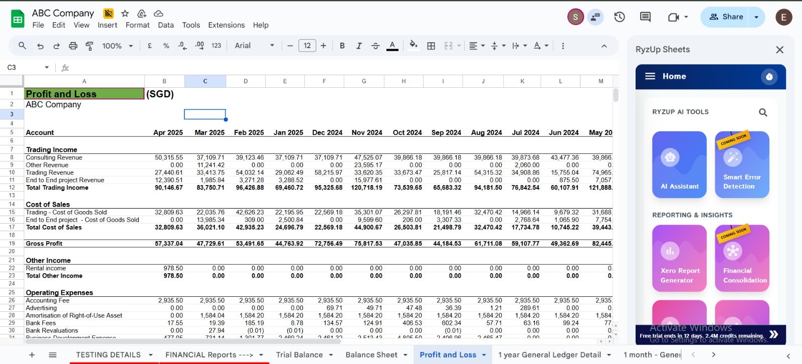 ryzup sheets  screenshot 3
