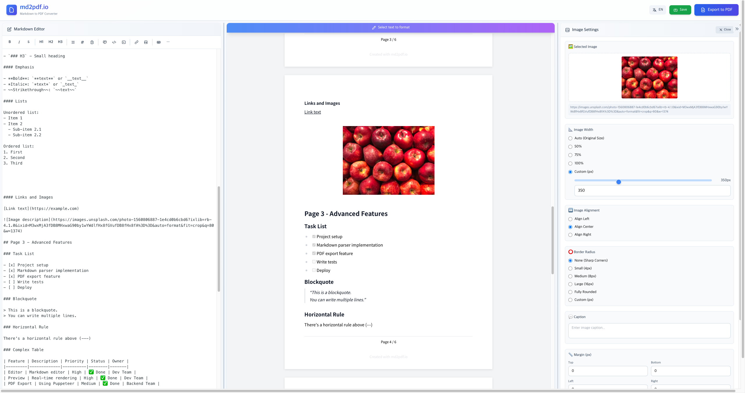 md2pdf.io - Real-time A4 Preview screenshot 2
