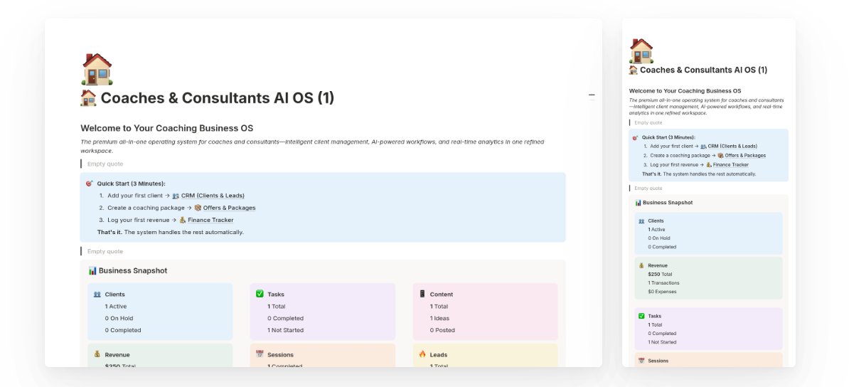 Coaching Business OS screenshot 1