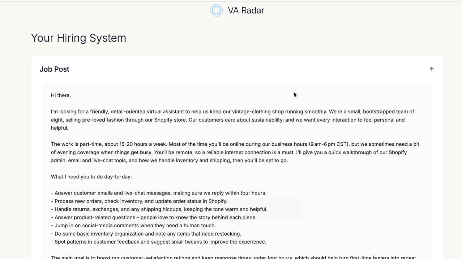 VA Radar screenshot 2
