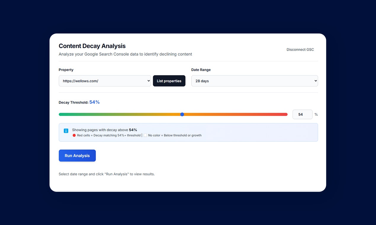 Content Decay Tool (by Wellows) screenshot 3