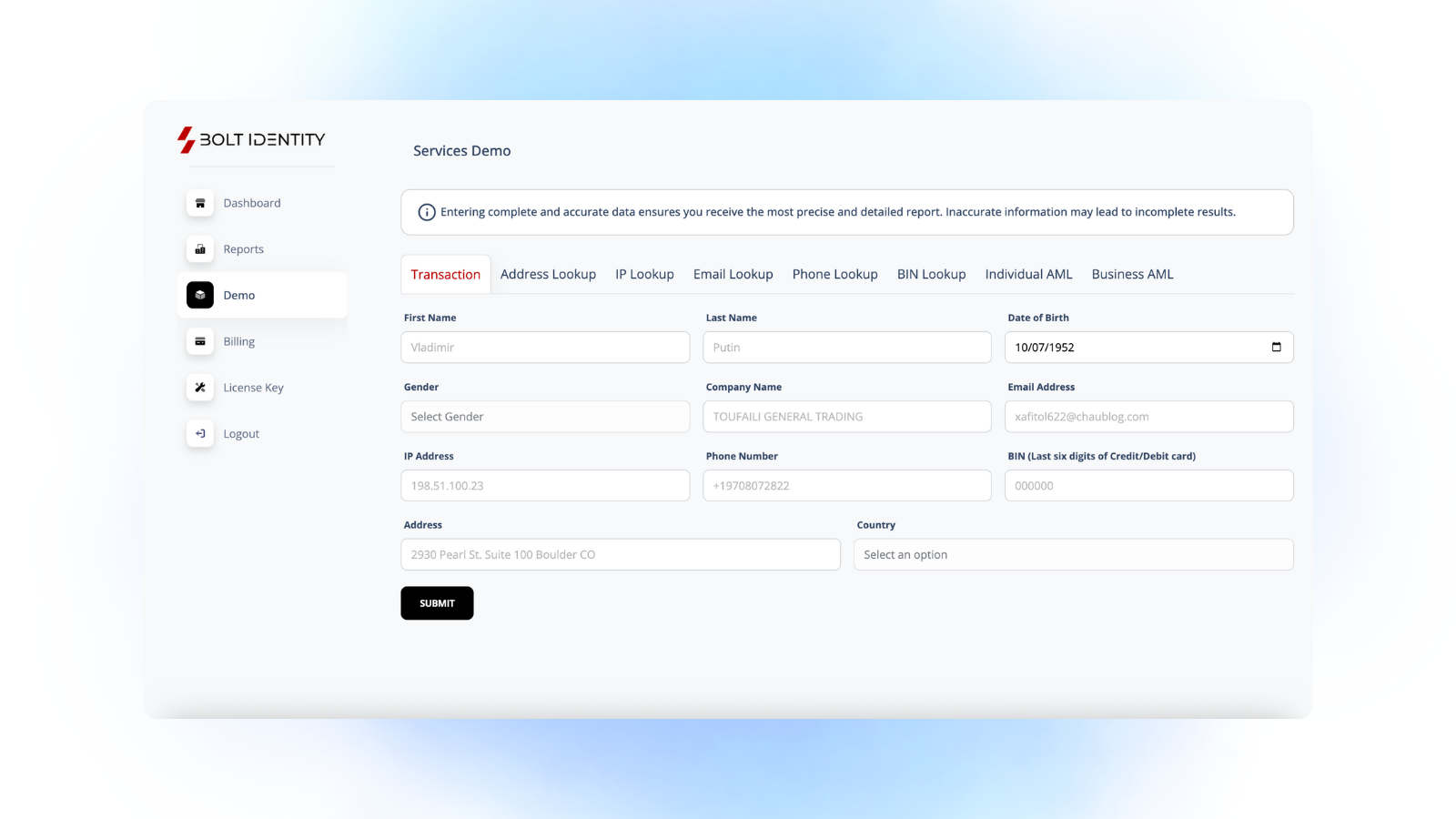 Bolt Identity screenshot 3