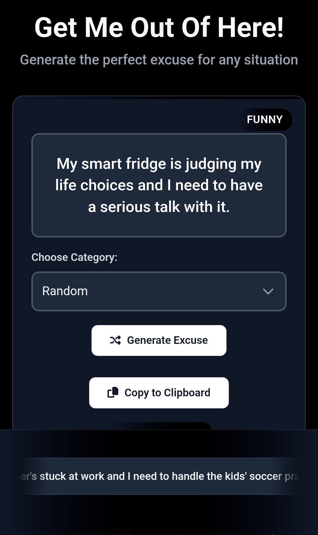 Best excuse generator of all time! screenshot 1