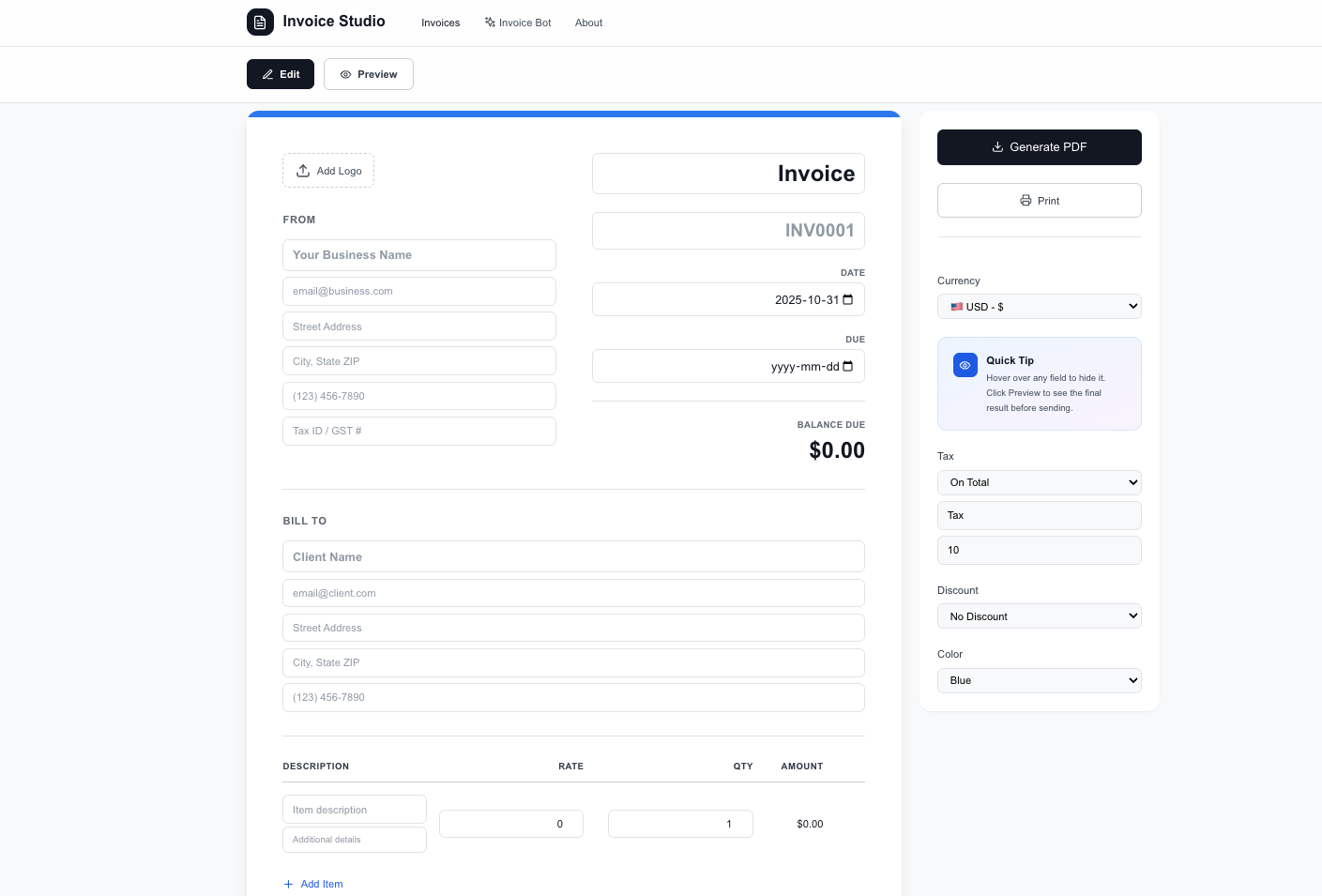 Invoice Studio screenshot 1