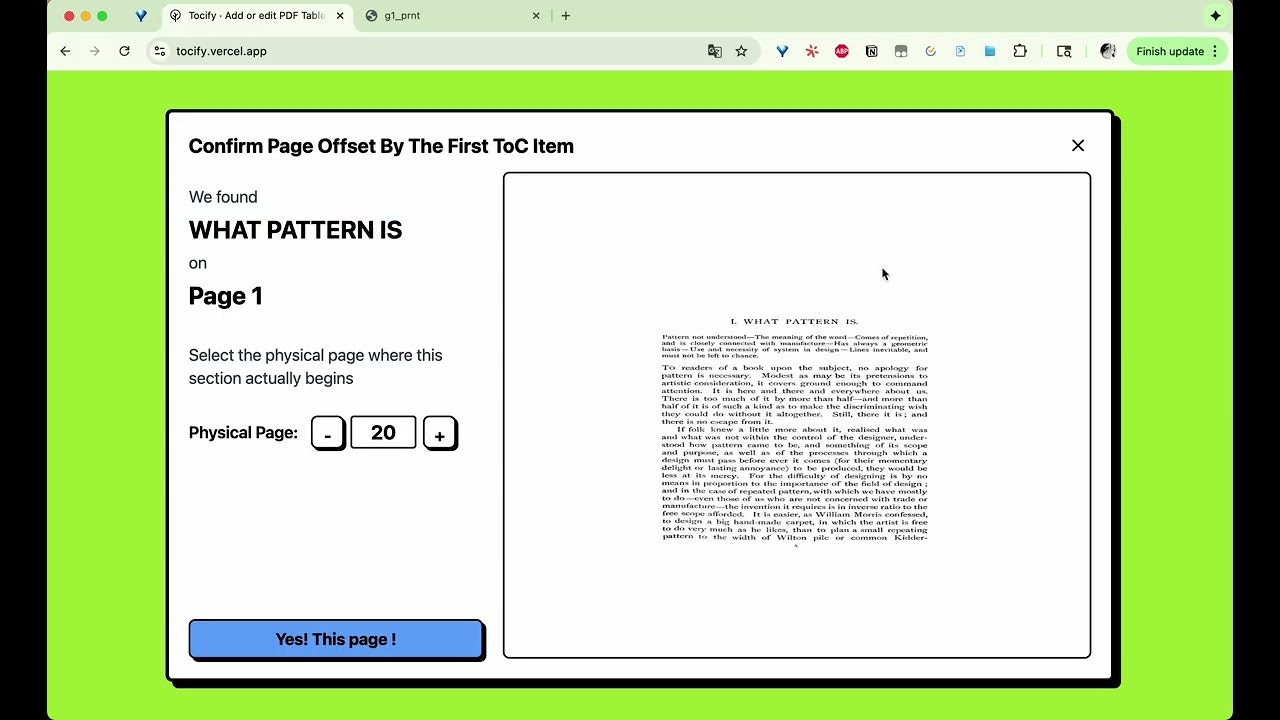Tocify · Edit PDF bookmarks free online screenshot 1