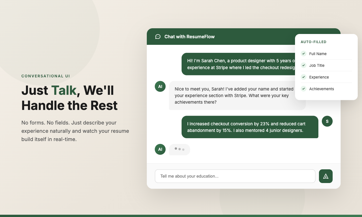 ResumeFlow – Talk, don't fill forms screenshot 2