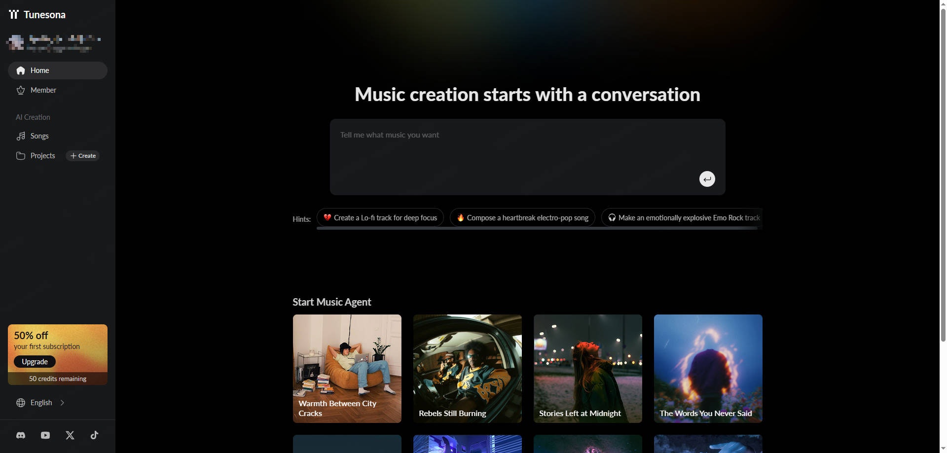 Tunesona AI Music Agent screenshot 2