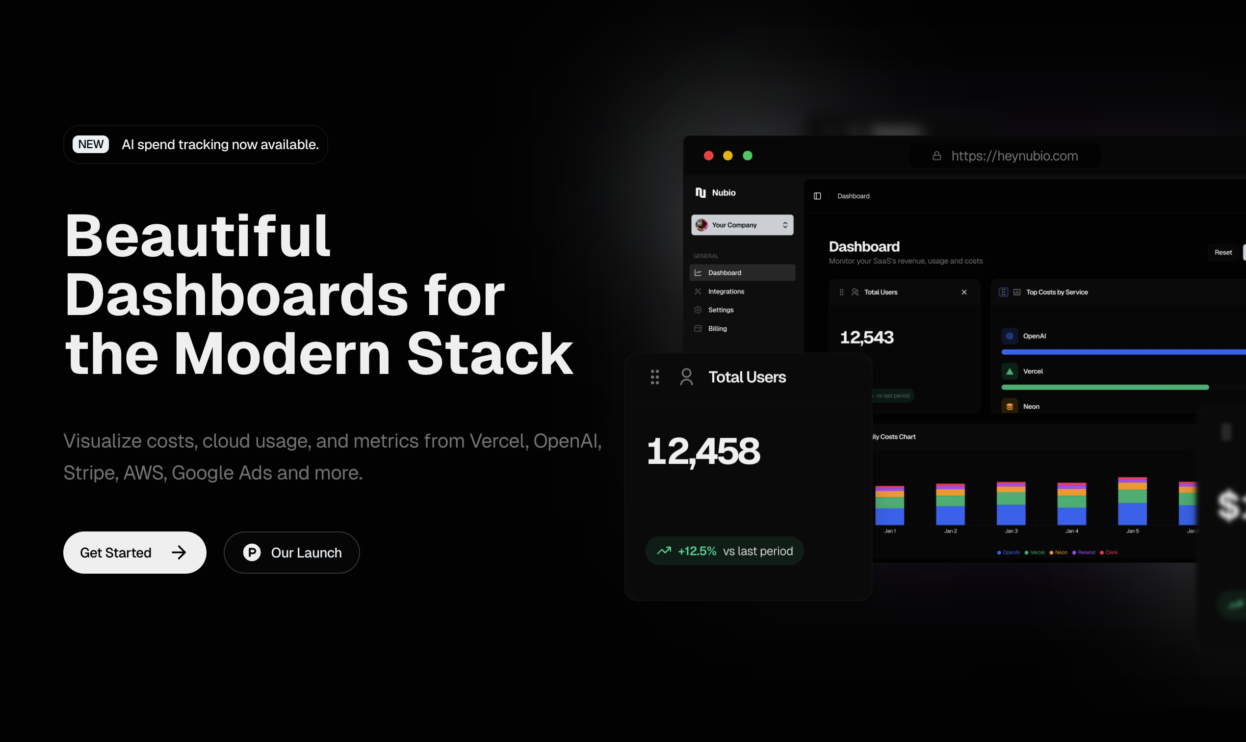 Nubio – The founder's dashboard. screenshot 2