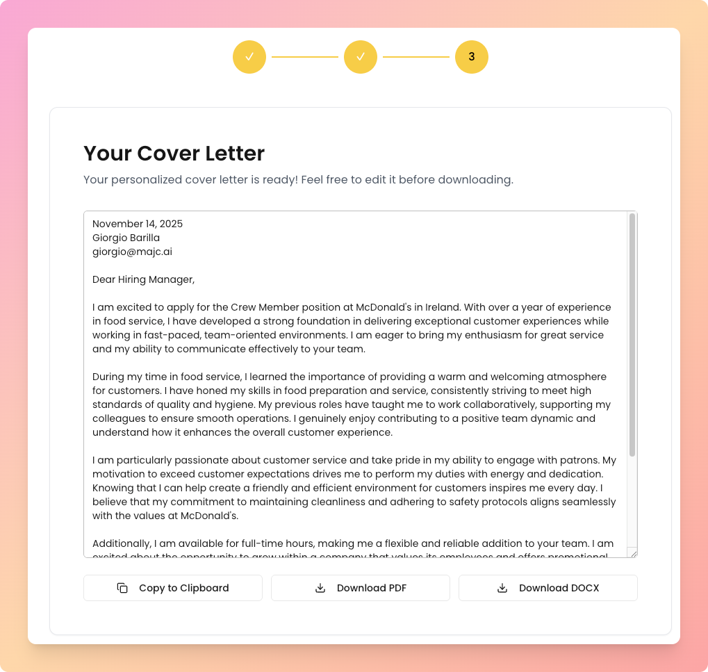 AI Cover Letter Generator by MAJC screenshot 3