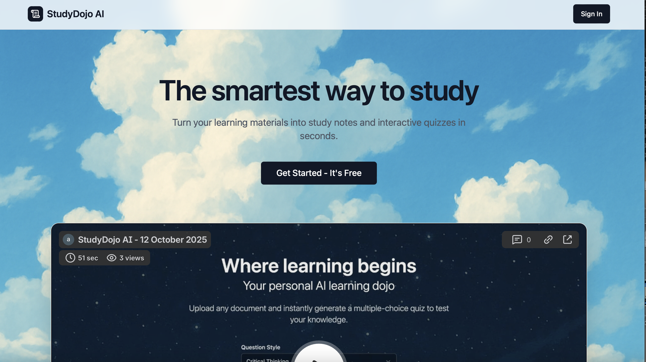 StudyDojo AI - AI MCQ / testing app screenshot 2