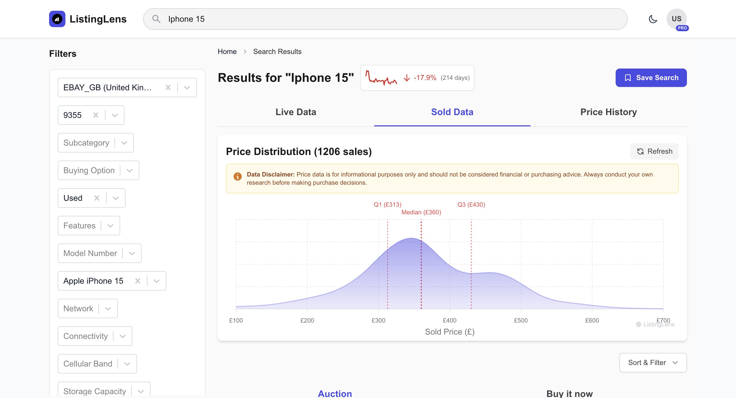 ListingLens - Real-time eBay Price Intel screenshot 1