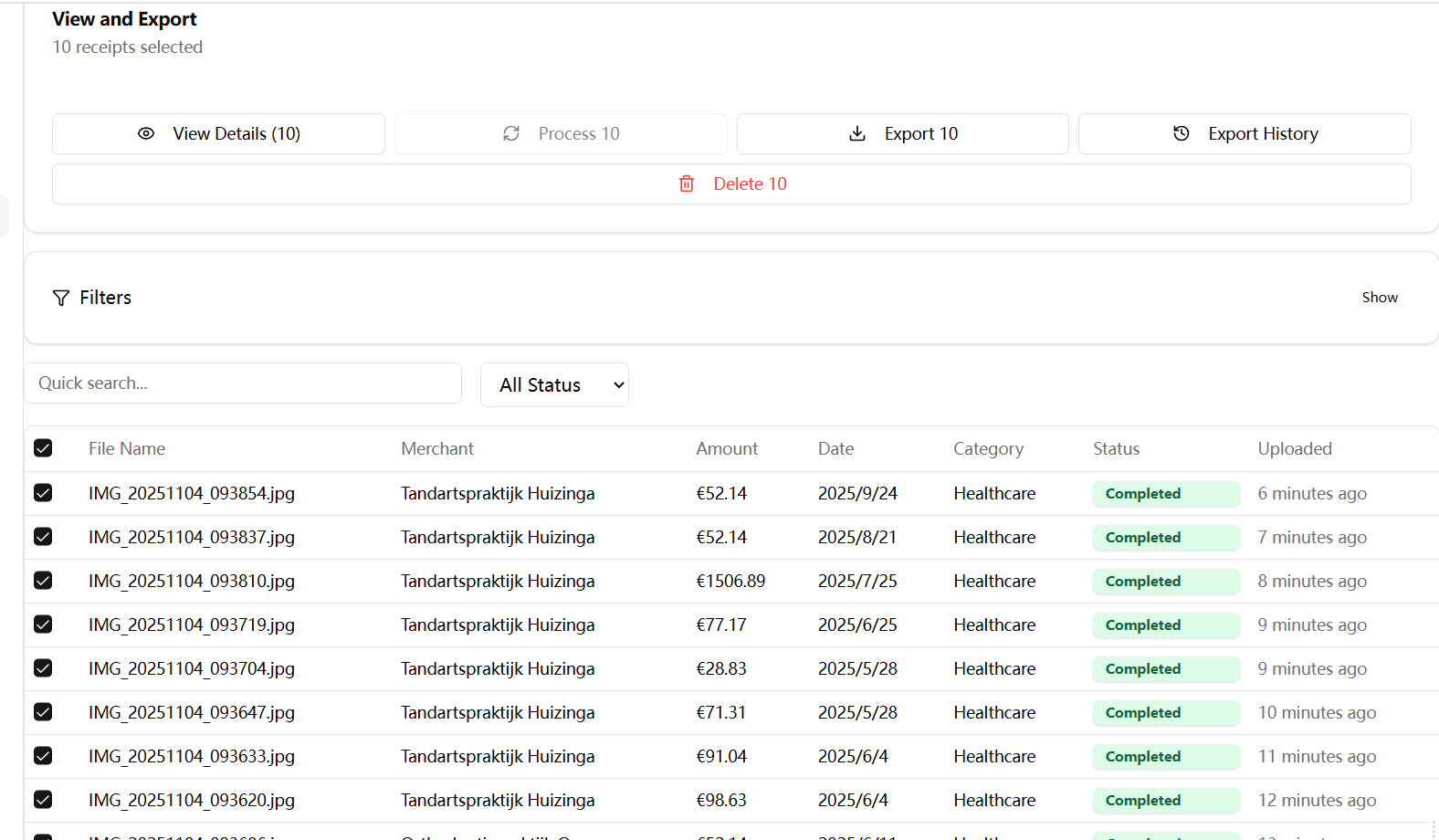 ReceiptSort screenshot 2