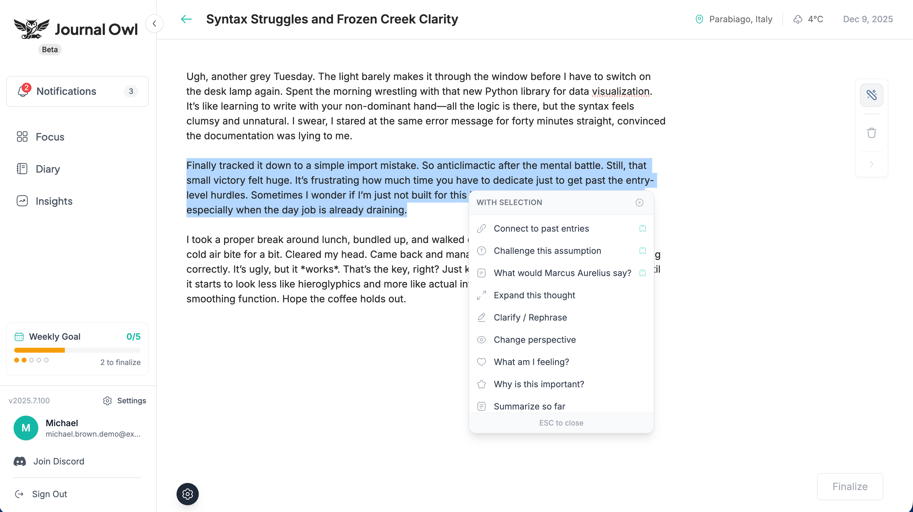 Journal Owl screenshot 3