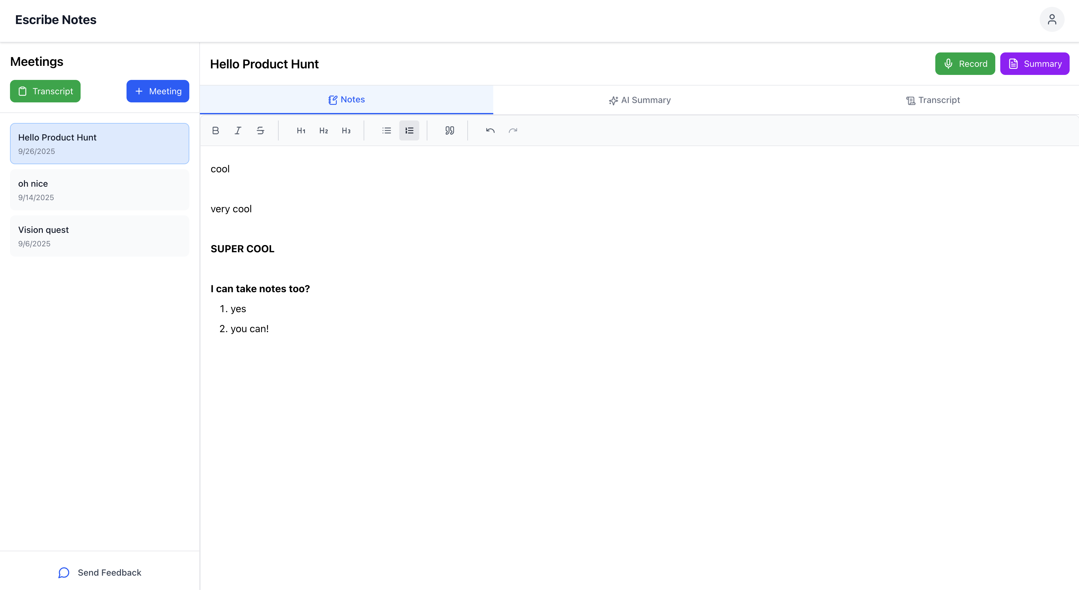 Escribe Notes screenshot 2
