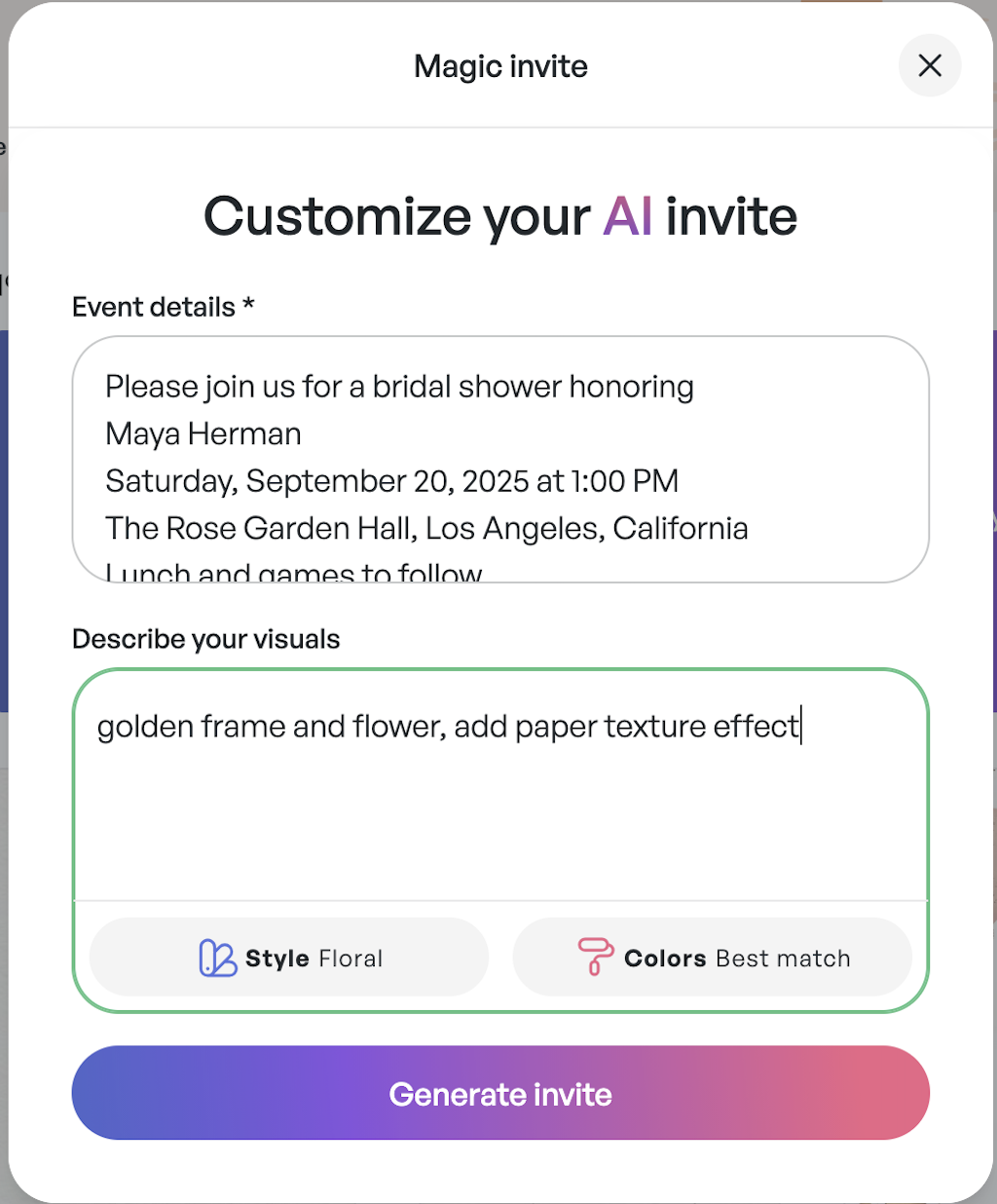 AI Invitation Generator screenshot 2