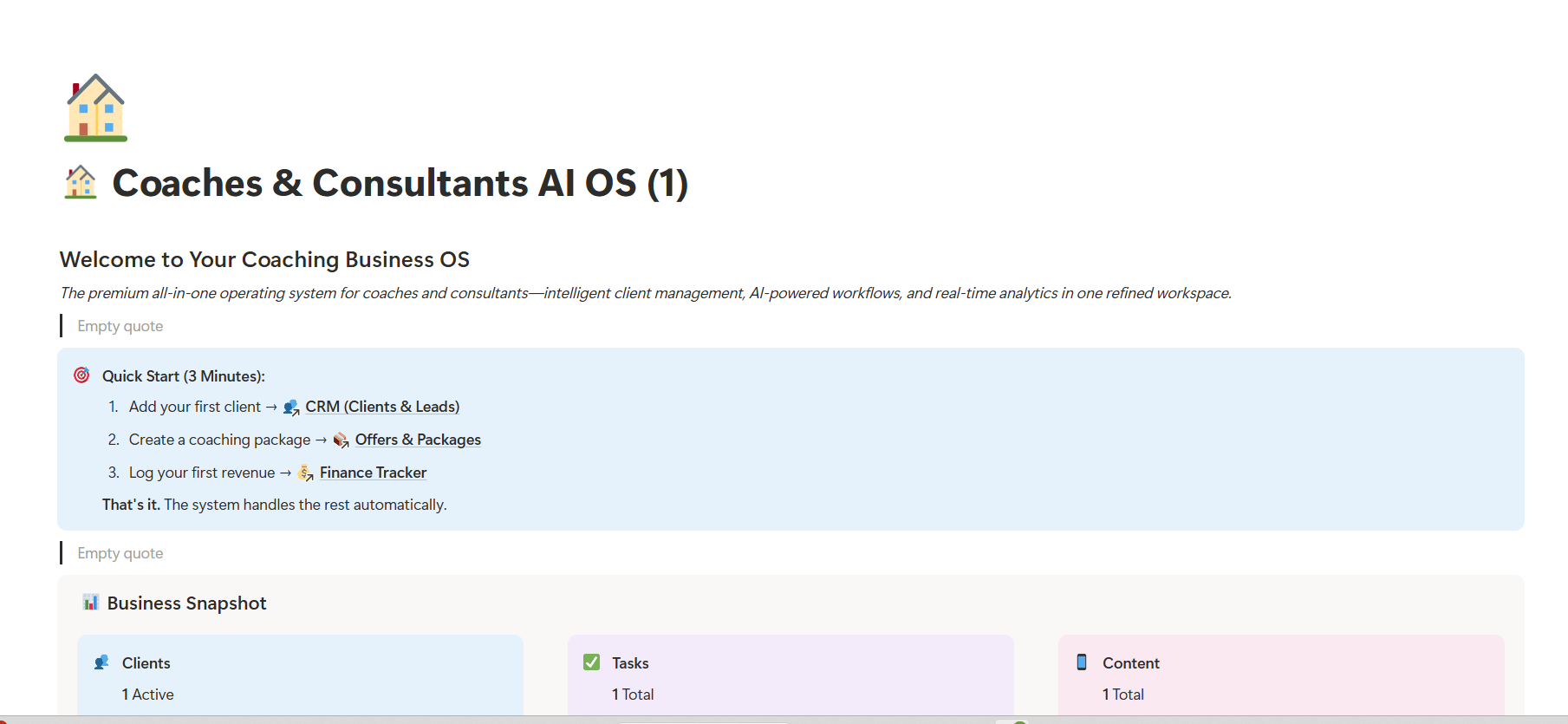 Coaching Business OS screenshot 2