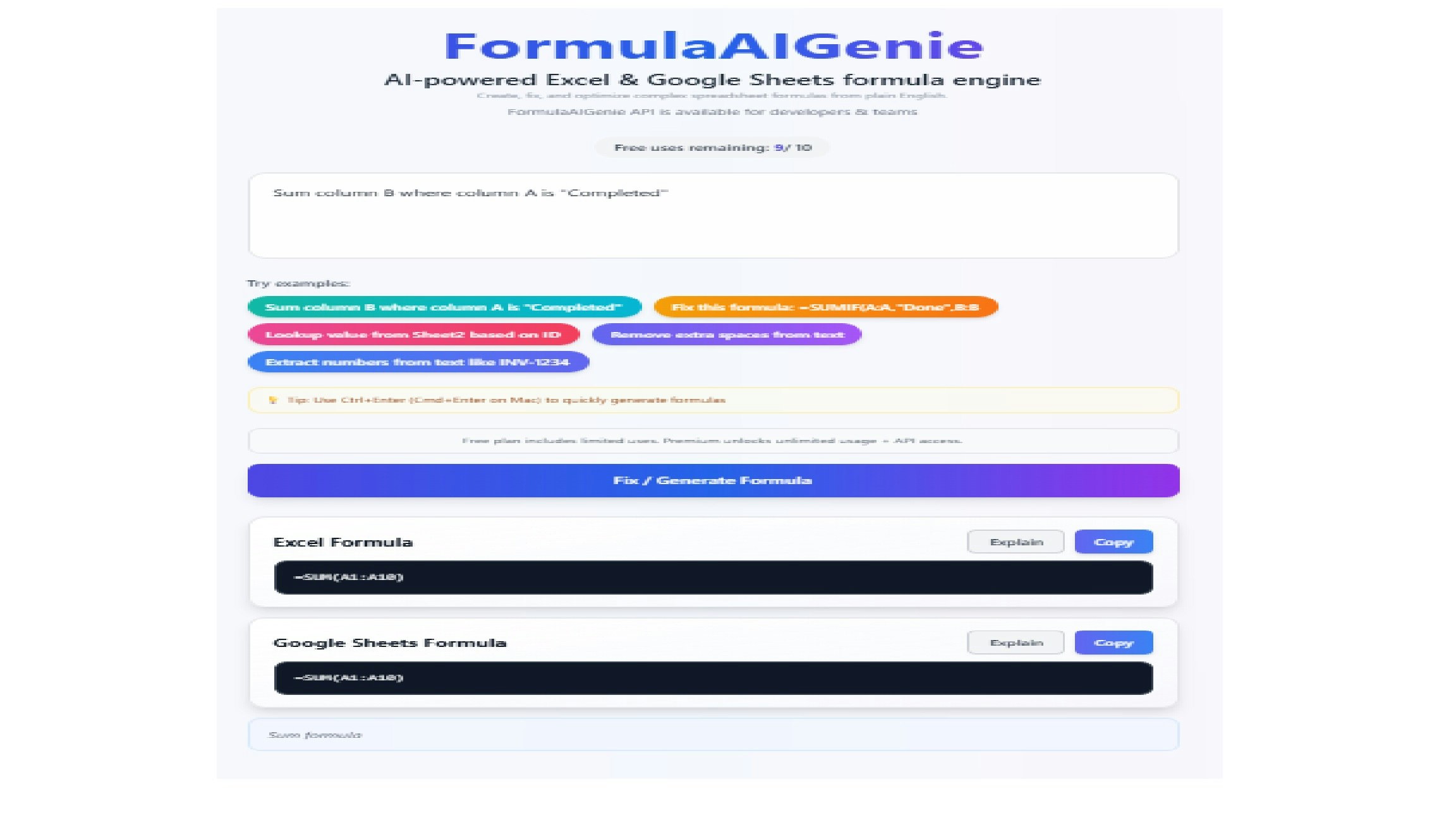FormulaAIGenie screenshot 2