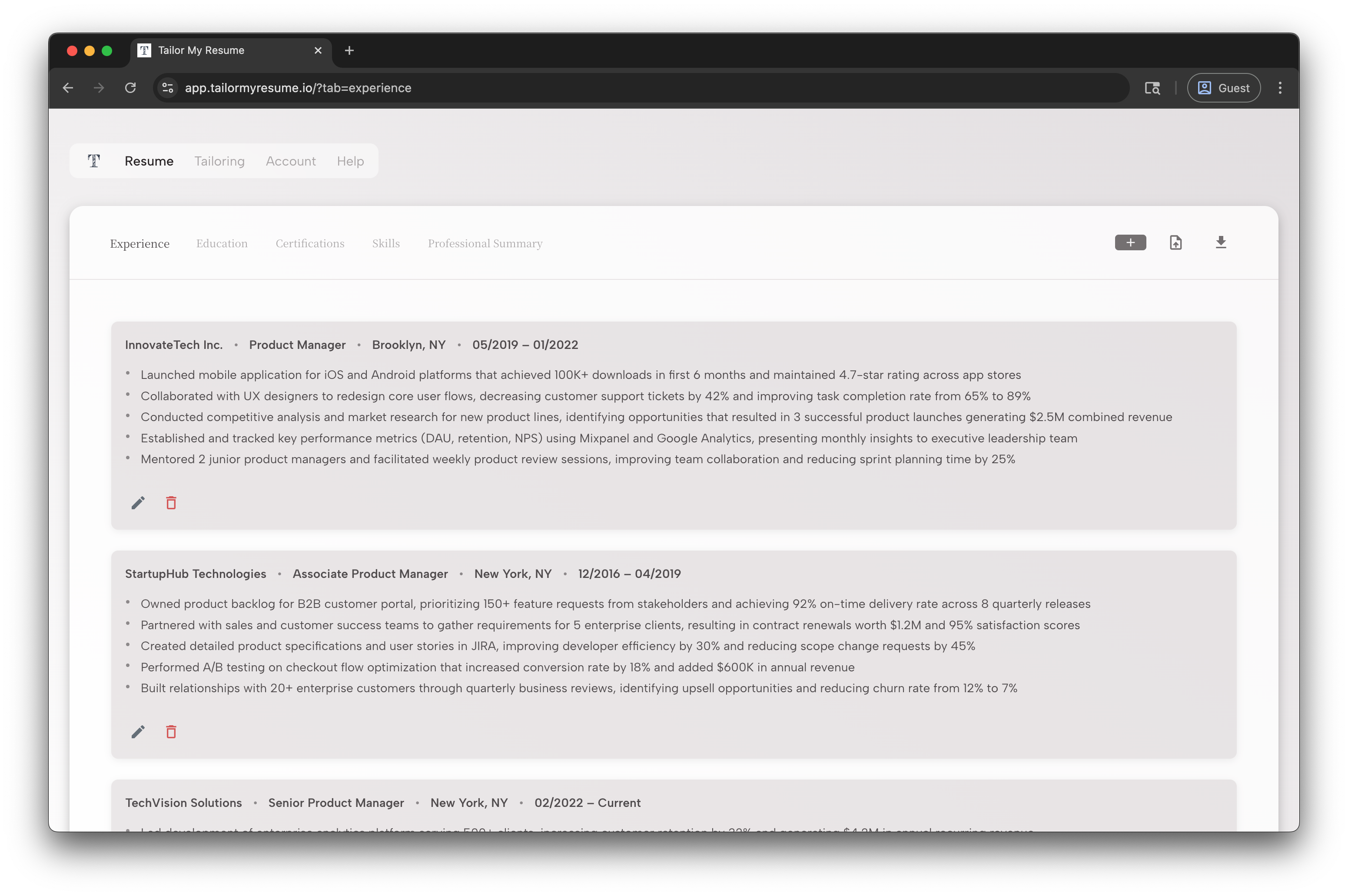 Tailor My Resume screenshot 1