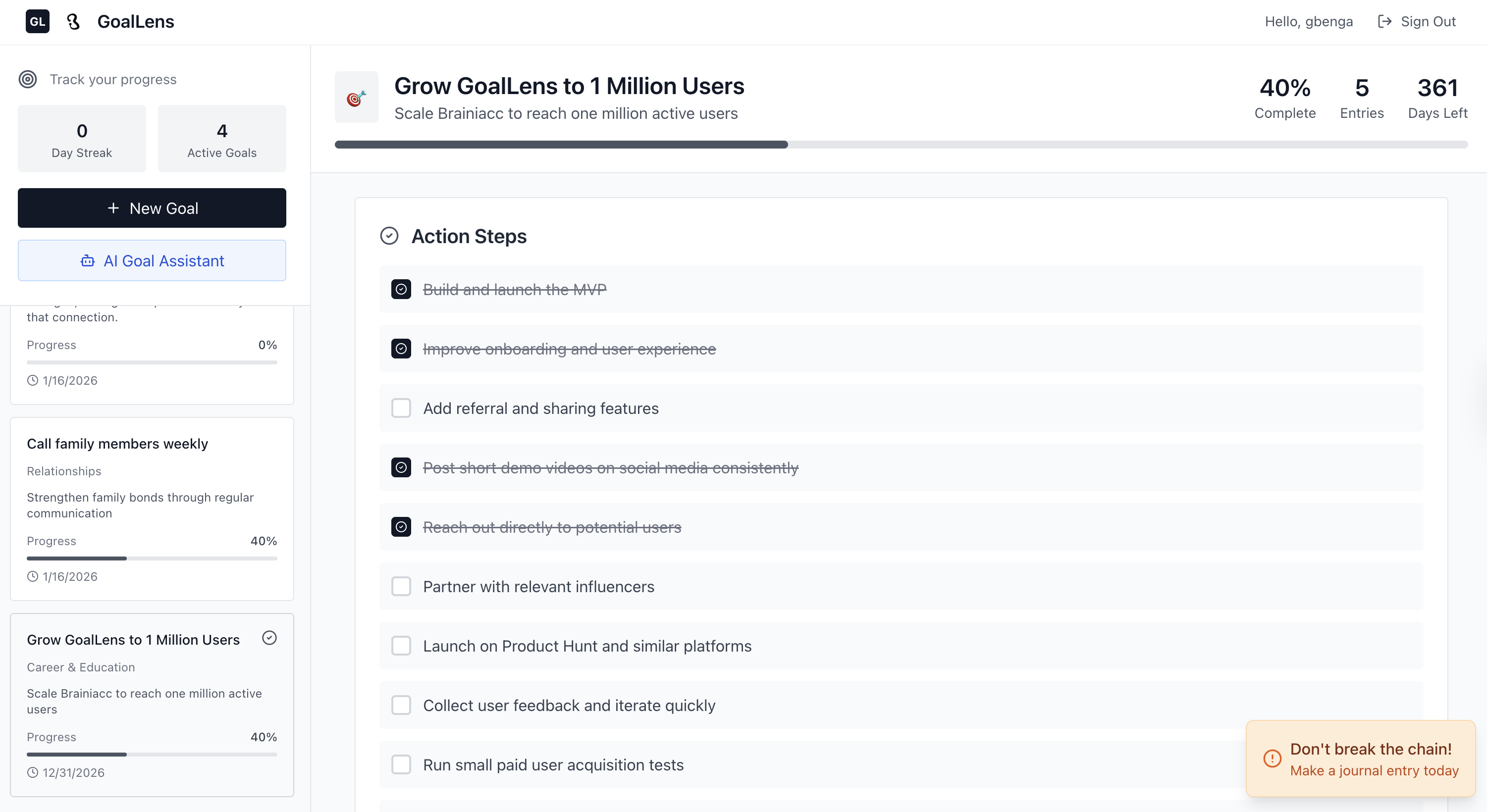 GoalLens screenshot 2