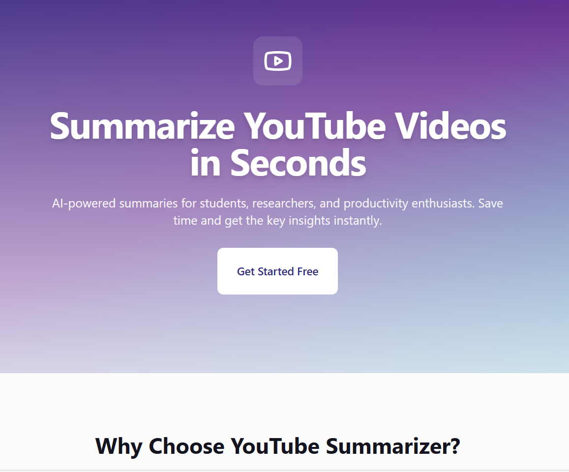YouTube Summarizer screenshot 1